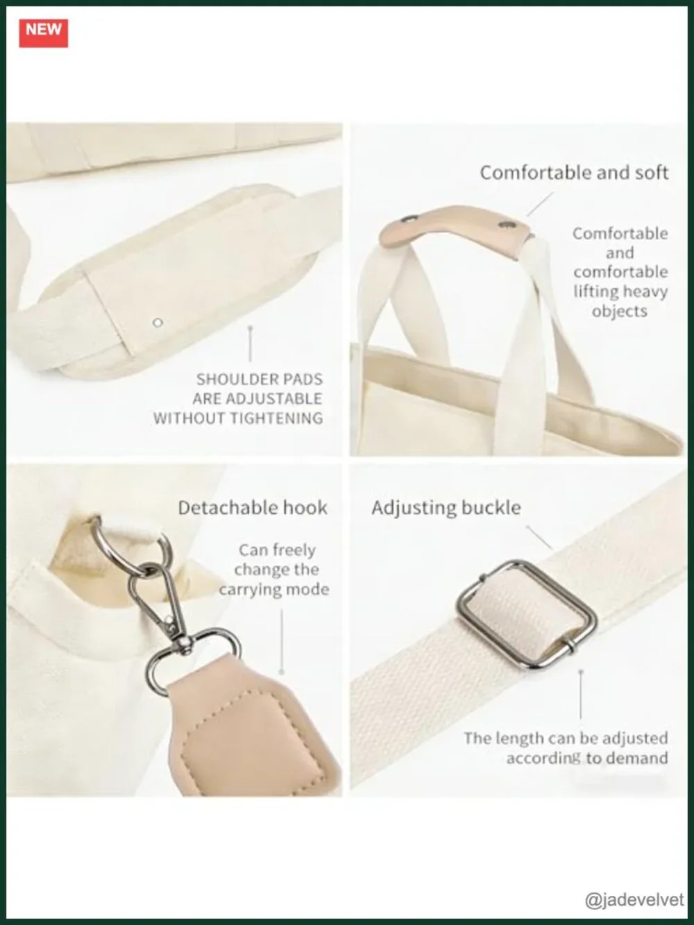 Canvas Crossbody Tote Bag with Multi Pockets Work Handbag Messenger Travel Purse
